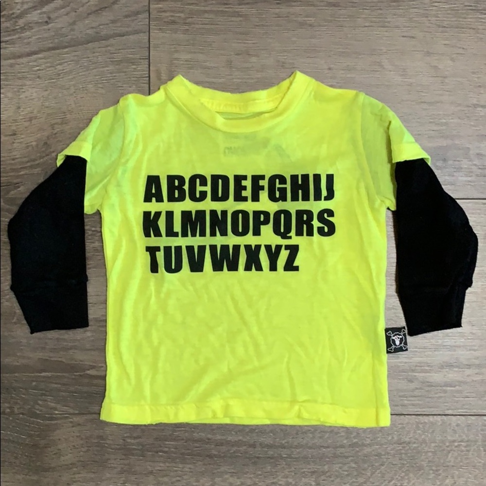 nununu Neon Yellow Distressed ABC Tee